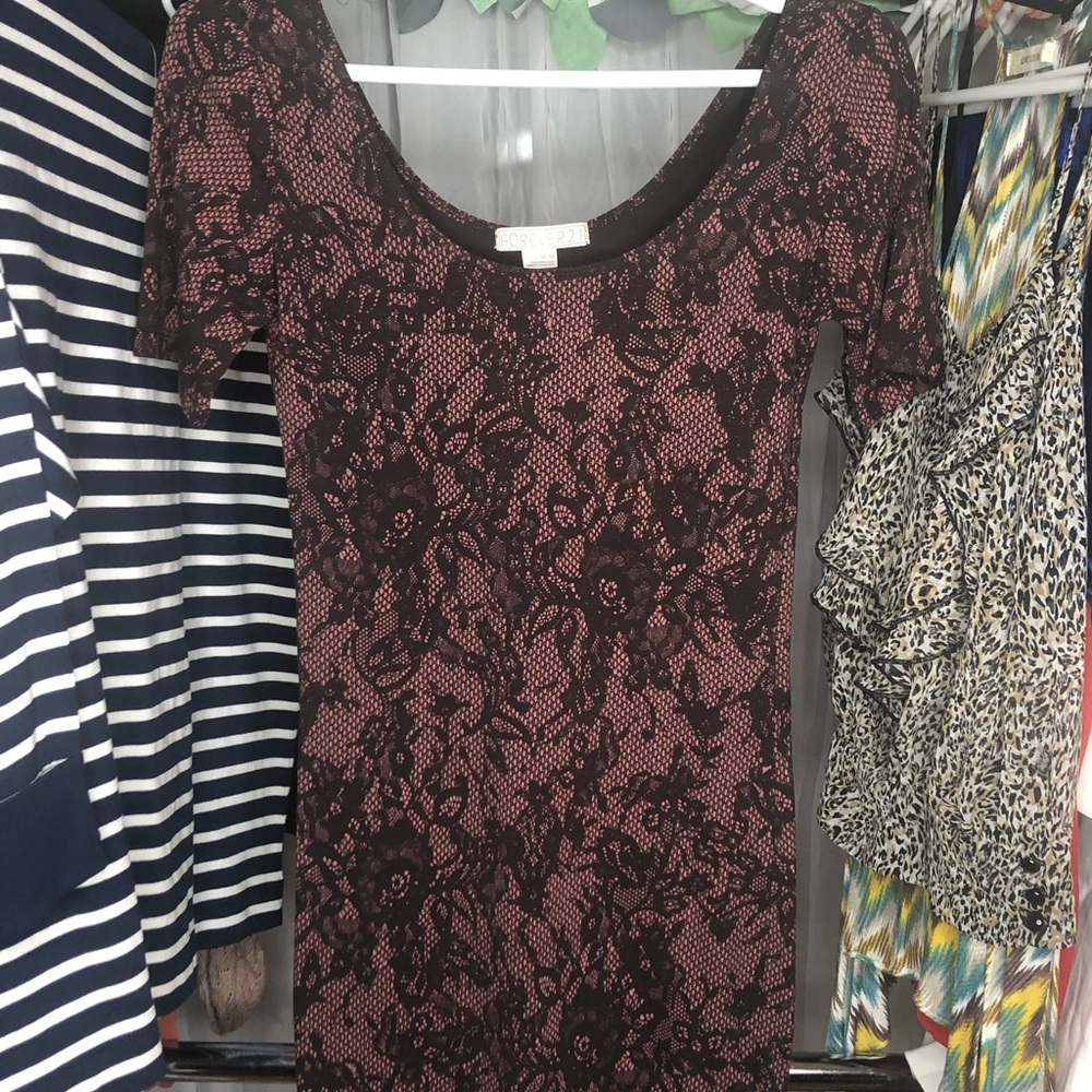 Forever 21 Lace Printed Fitted Dress